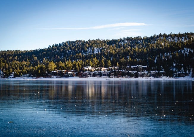 View of Big Bear Lake in winter