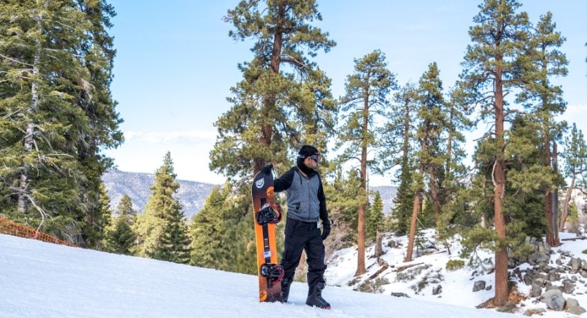 Big Bear Mountain with a snowboarder in view