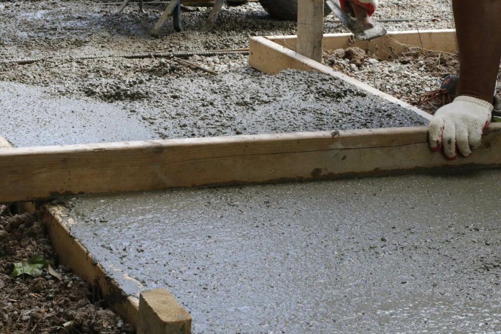 Concrete forms being laid