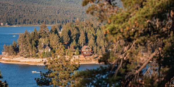 View of cabin on Big Bear lake