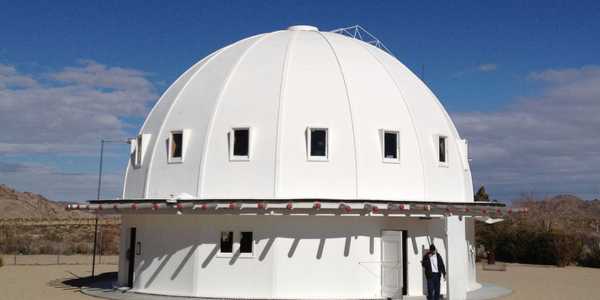 The Integraton, a dome-shaped building famous for hosting sound bath healing sessions in Joshua Tree National Park