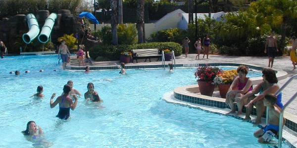 Guests enjoying the swimming pool at Adventure Island waterpark, Tampa Bay, Florida